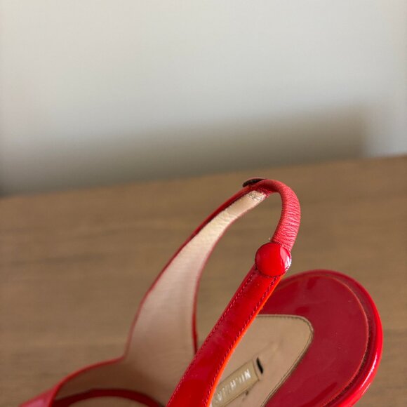 Nicholas Kirkwood Red Leather Peep Toe Heels - Picture 5 of 6